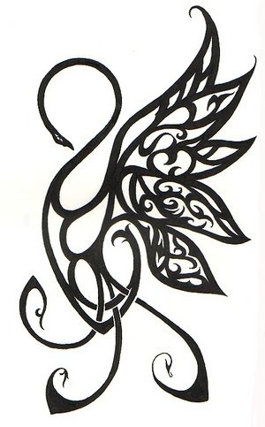 300x483 Swan Tattoo Design