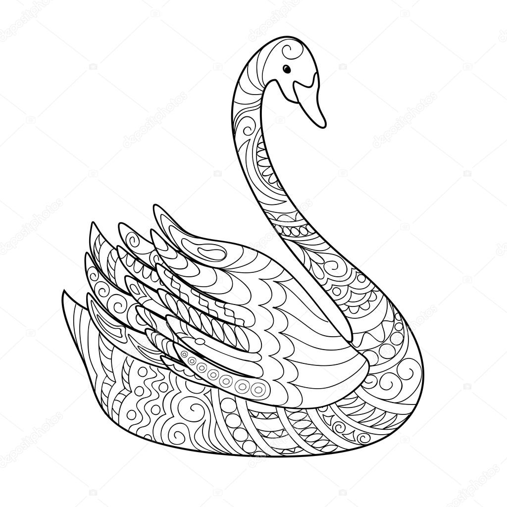 1024x1024 Hand Drawn Decorated Swan In Ethnic Style Stock Vector Sliplee