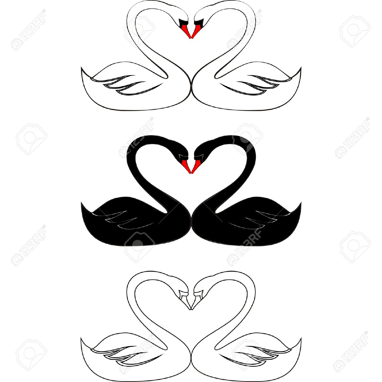 1300x1300 Two Swans Clipart