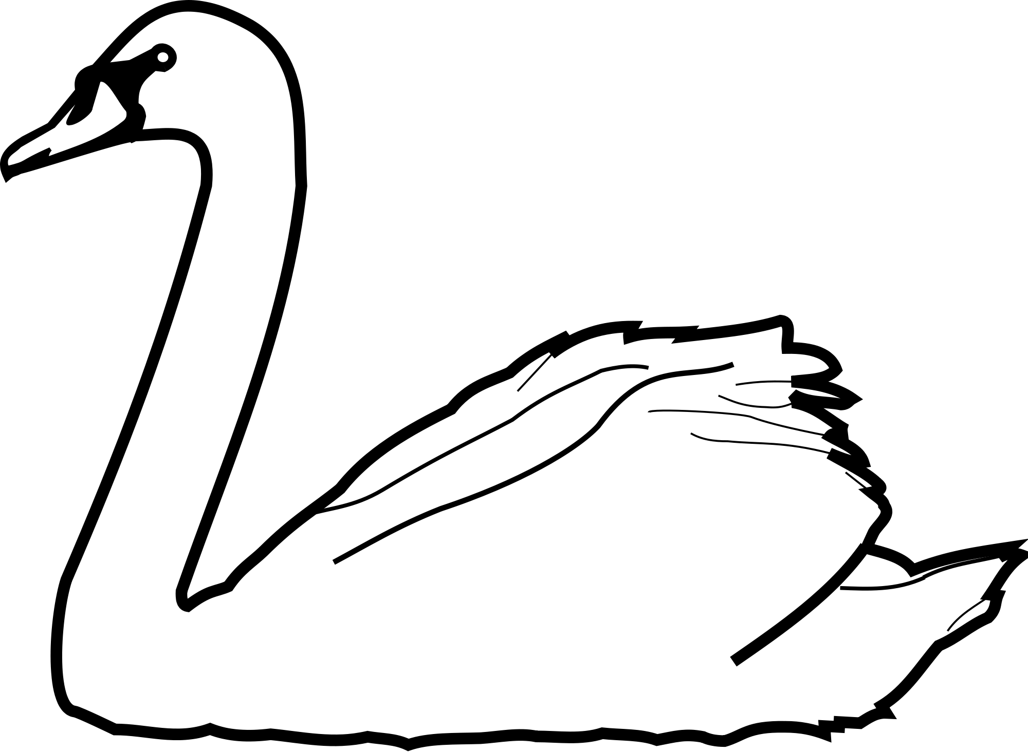 2000x1464 How To Draw A Swan Step 4. Hand Drawn Decorative Outline Swan