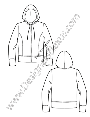 316x409 V10 Knits Hoodie Free Illustrator Fashion Flat Sketch Template