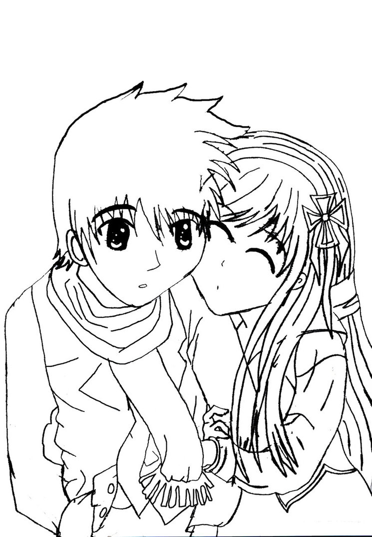 745x1073 Sweet Anime Couple Outlined By X Xanimenerdx X