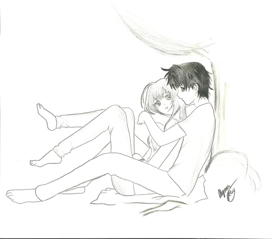 900x793 Cute Anime Couple By Aku1113