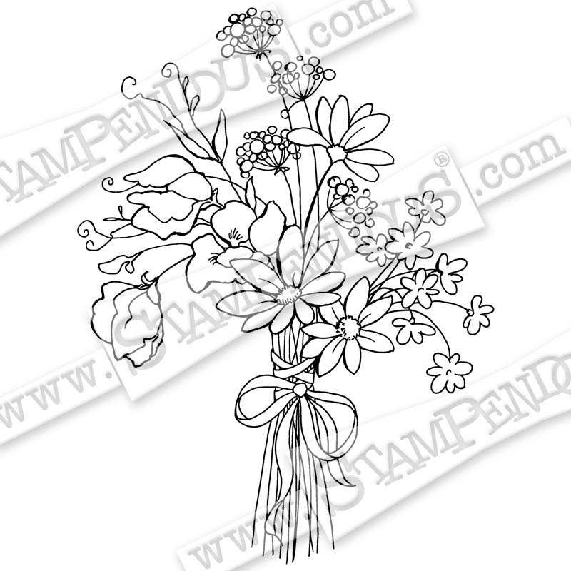 800x800 Sweet Pea Bouquet Rubber Stamp