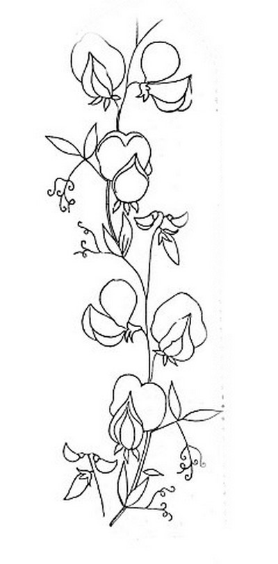 400x812 Vintage Embroidery Pattern Sweet Peas Mo