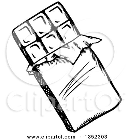 450x470 Clipart Of A Black And White Sketched Chocolate Candy Bar