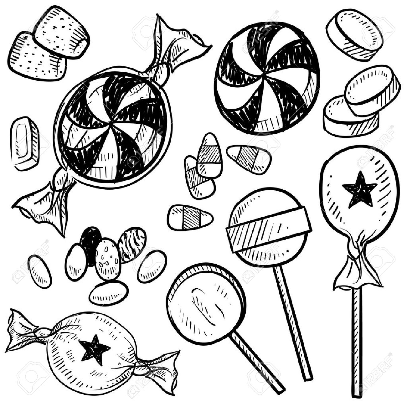 1300x1300 Doodle Style Hard Candy Set Sketch In Vector Format Includes