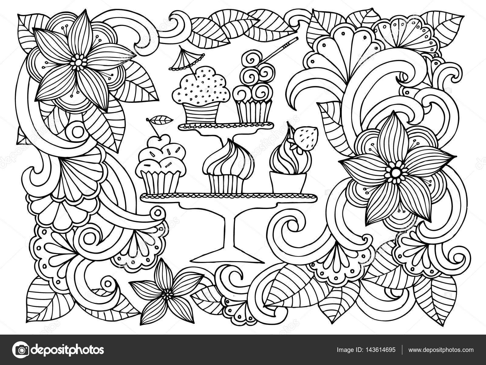 1600x1200 Doodle Drawing Of Sweets And Flowers. Vector Image Of A Very Tas