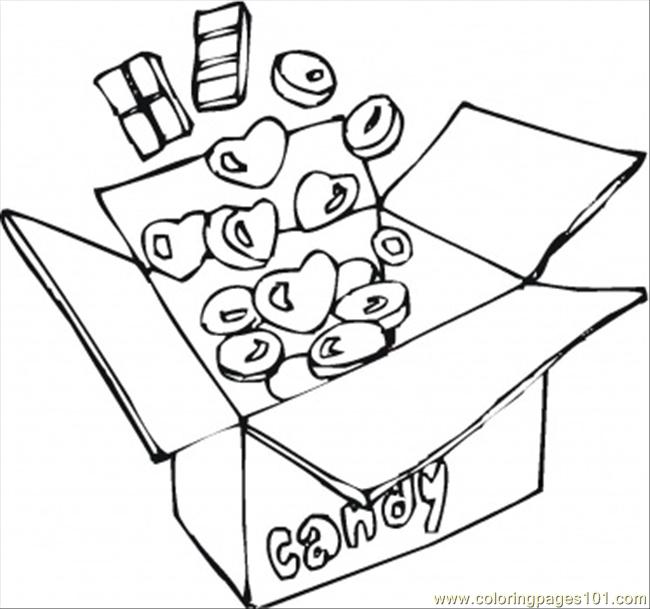 650x609 Box With Sweets Coloring Page