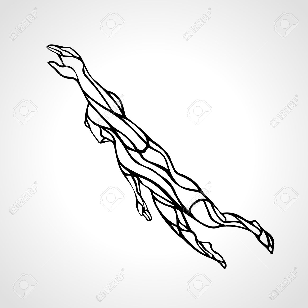 1300x1300 Freestyle Female Swimmer Black Silhouette. Sport Swimming, Front