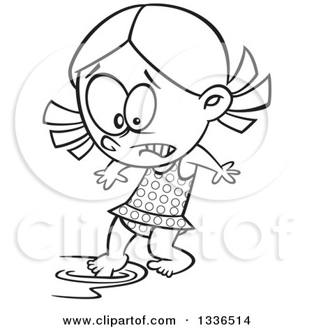 450x470 Lineart Clipart Of A Cartoon Black And White Cold Swimmer Girl