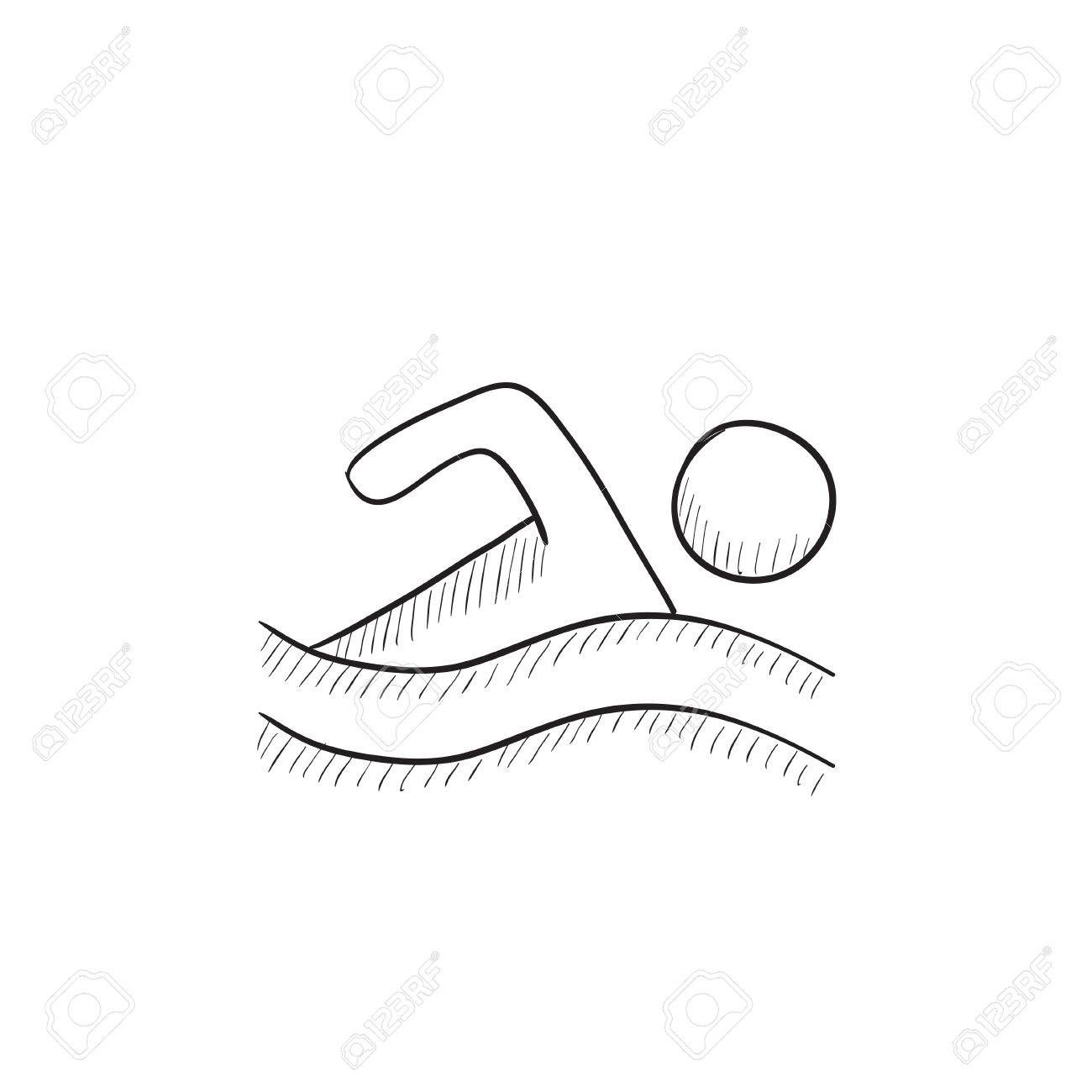 1300x1300 Swimmer Vector Sketch Icon Isolated On Background. Hand Drawn