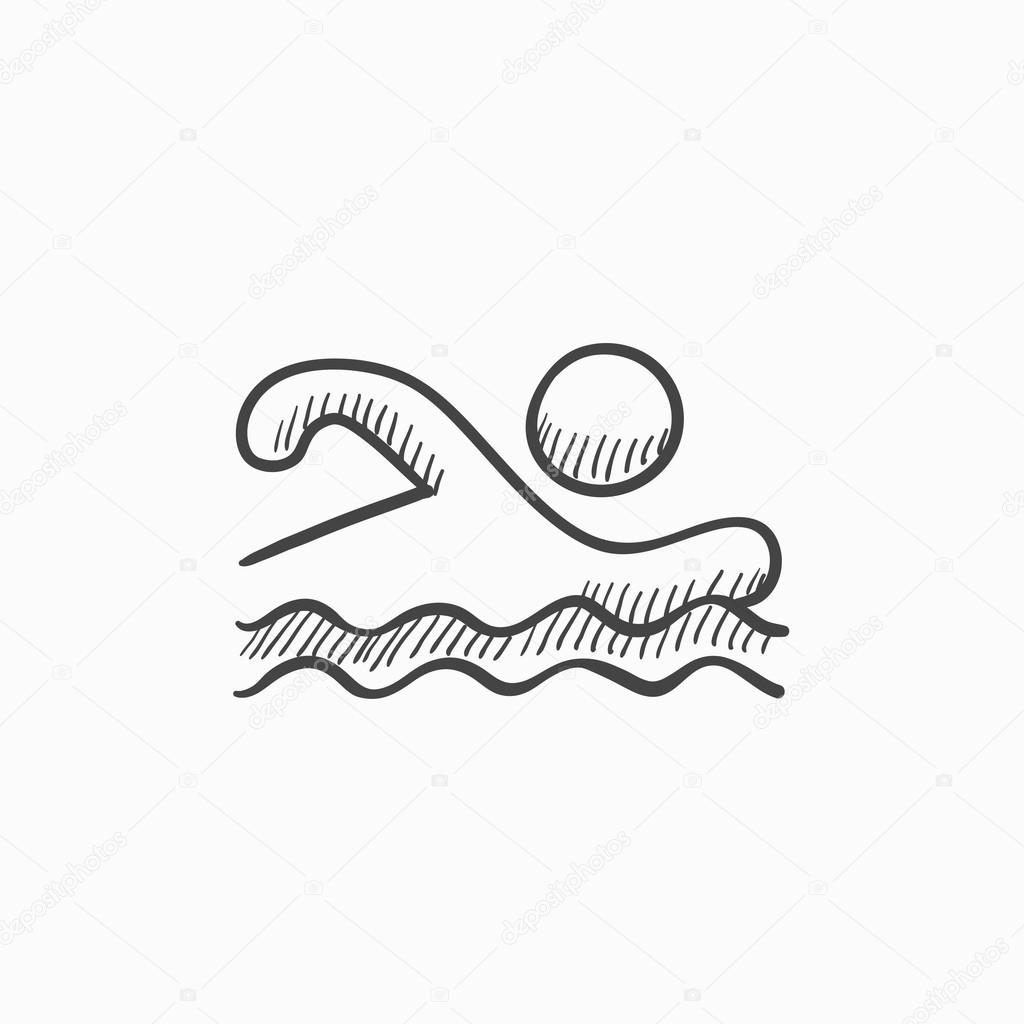 1024x1024 Swimmer Sketch Icon. Stock Vector Rastudio