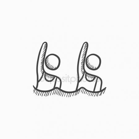 450x450 Synchronized Swimming Sketch Icon. Stock Vector Rastudio