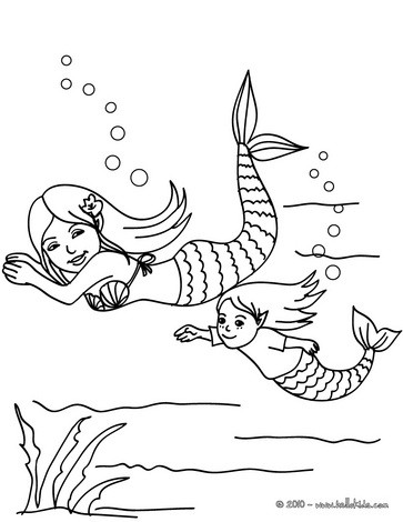 363x470 Mermaids Swimming Coloring Pages