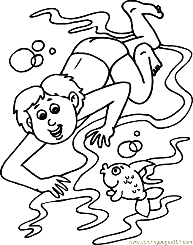 650x823 Swimming Coloring Page