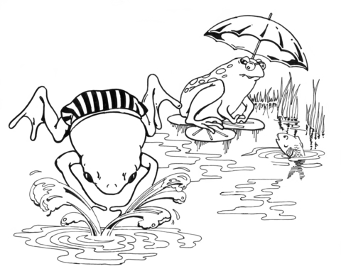 480x389 Cartoon Frogs Swimming Coloring Page Free Printable Coloring Pages