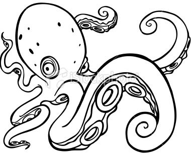 380x309 Octopus Swimming Line Art Vector Art, Art Illustrations And Royalty
