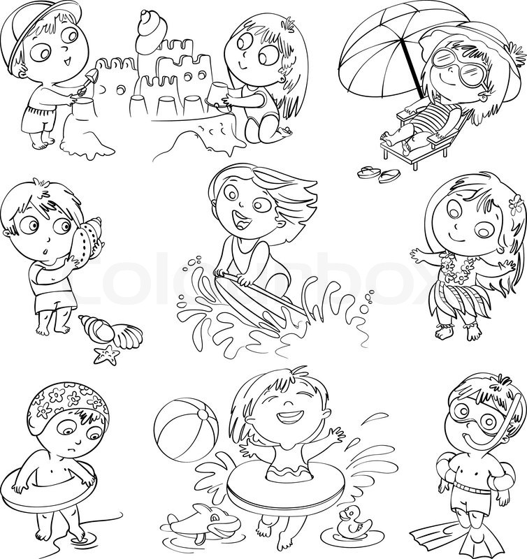 754x800 Summer Vacation. Cute Little Girl In A Bathing Suit Sunning On