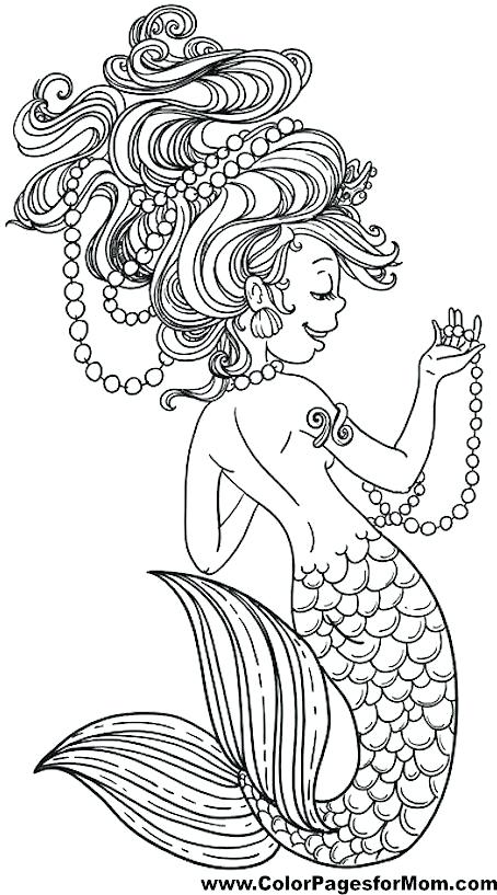 454x817 Swimming Mermaid Coloring Pages For Adults Colouring Fancy Draw
