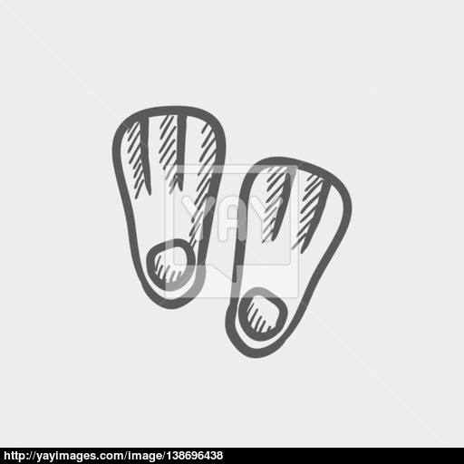 512x512 Swimming Flippers Sketch Icon Vector