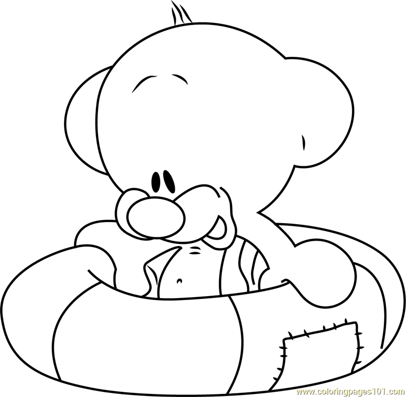799x783 Pimboli Bear In Swimming Tube Coloring Page