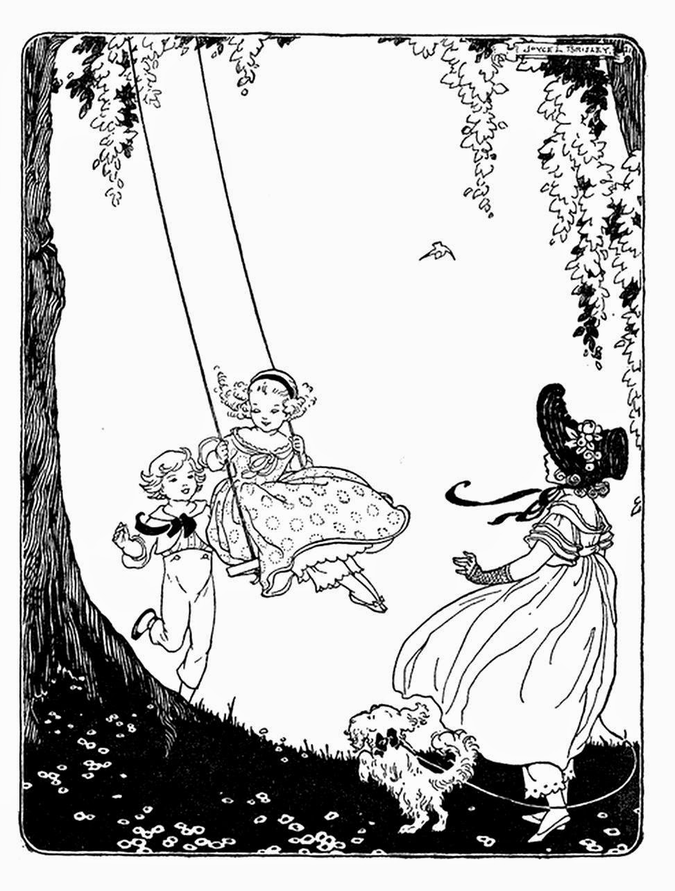 973x1285 Bumble Button Darling Children On Swings In Art And Illustrations