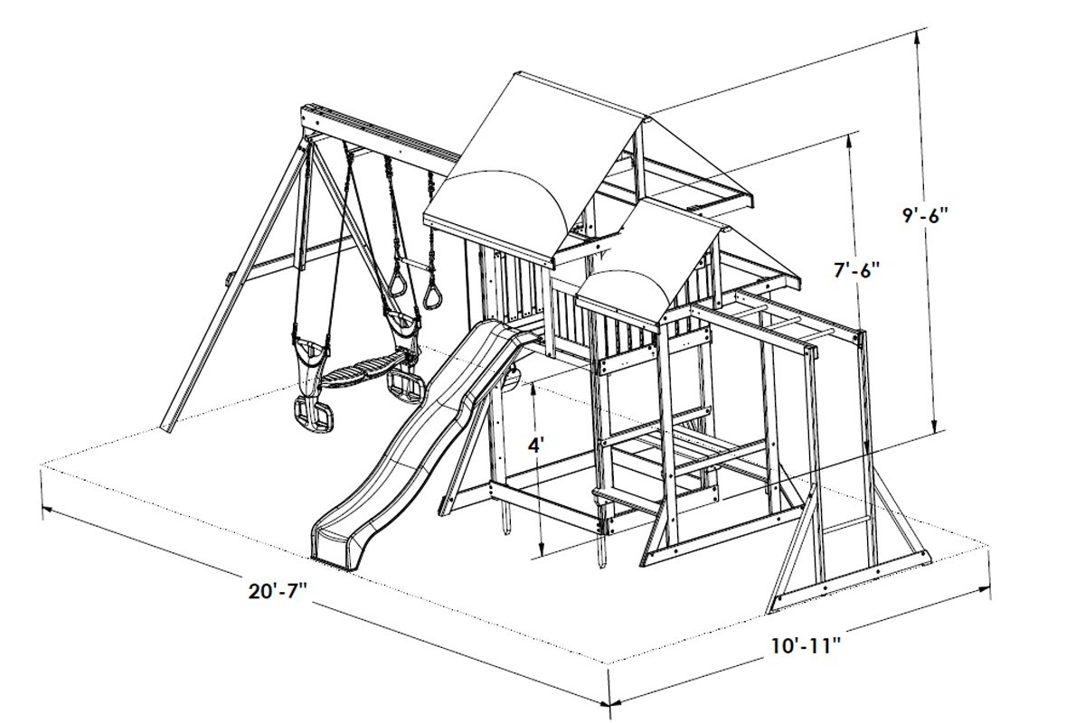 1200x800 Ascot Climbing Frame Includes Monkey Bars, Swings And Picnic Table