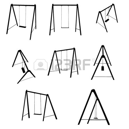 450x450 Swing Under The Tree Vector Illustration. Playground Drawing