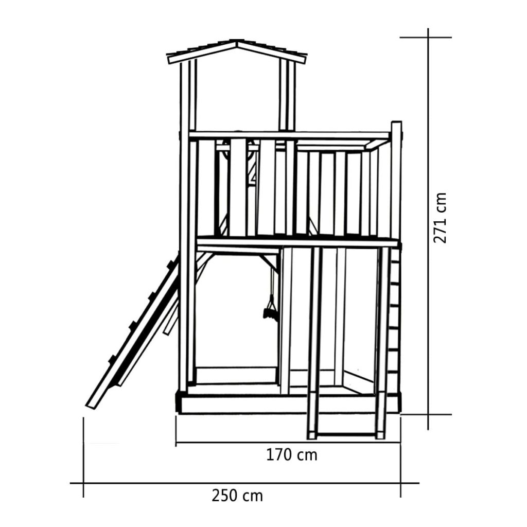 1024x1024 Wooden Playset With Ladder, Slide And Swings 557 X 280 X 271 Cm