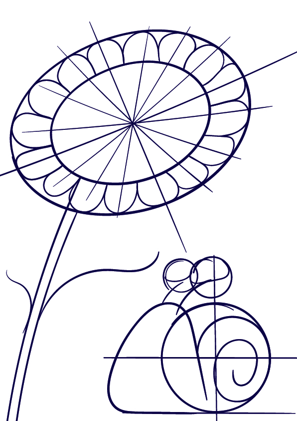 596x843 Learn How To Draw A Sunflower And A Snail