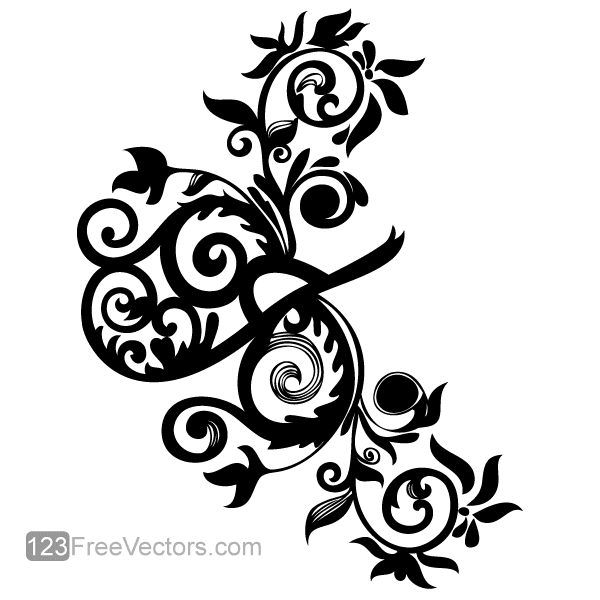600x600 Hand Drawn Swirl Floral, Vector Images