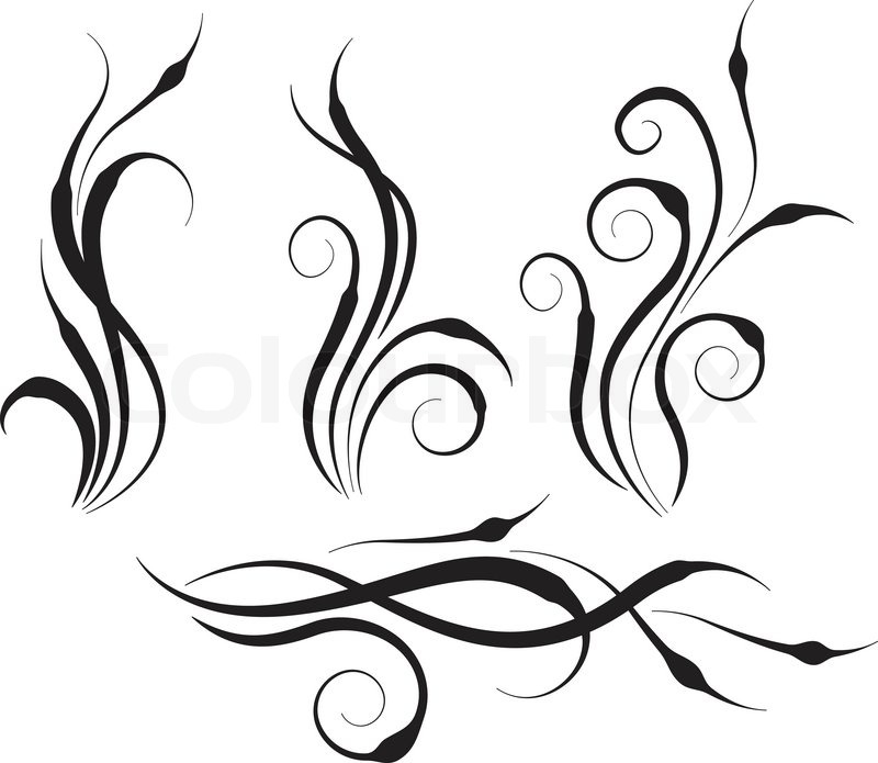800x695 Four Swirl Abstract Branches Of Abstract Plants Stock Vector