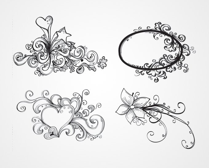 680x547 Hand Drawn Swirls Amp Flowers Vector Ornaments (Free), Vector