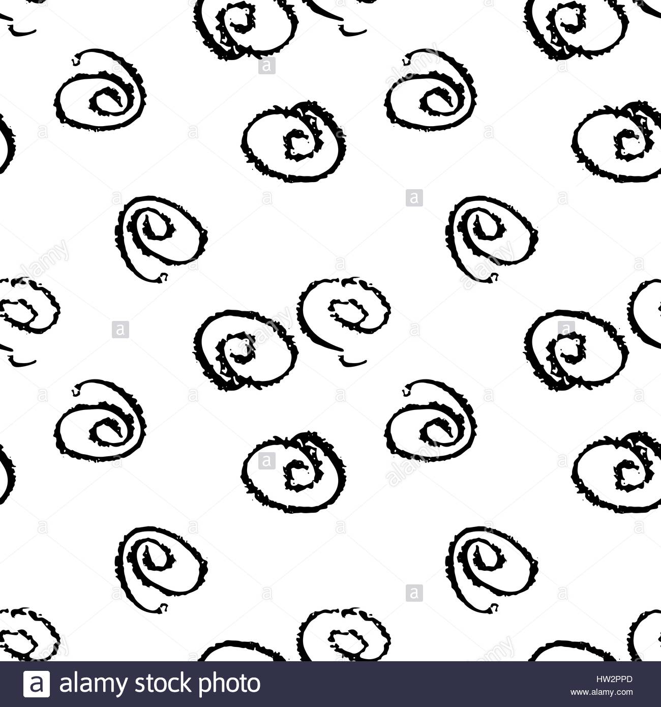 1300x1390 Seamless Black And White Ink Swirls Pattern. Vector Grunge Stock