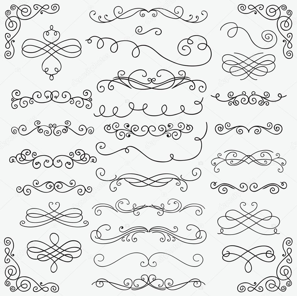 1023x1022 Vector Black Doodle Hand Drawn Swirls Collection Stock Vector