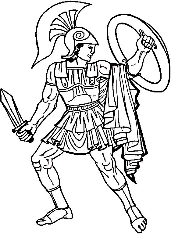 561x767 Coloring A Greek Warrior With A Sword And A Shield Picture
