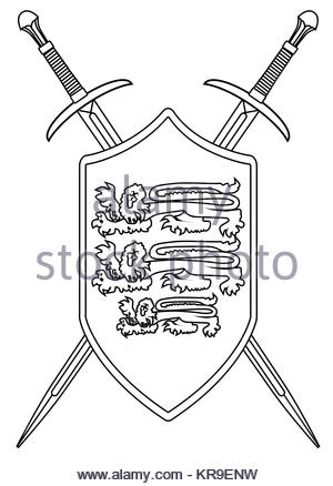 300x438 Crossed Swords And Shield Outline Stock Vector Art Amp Illustration