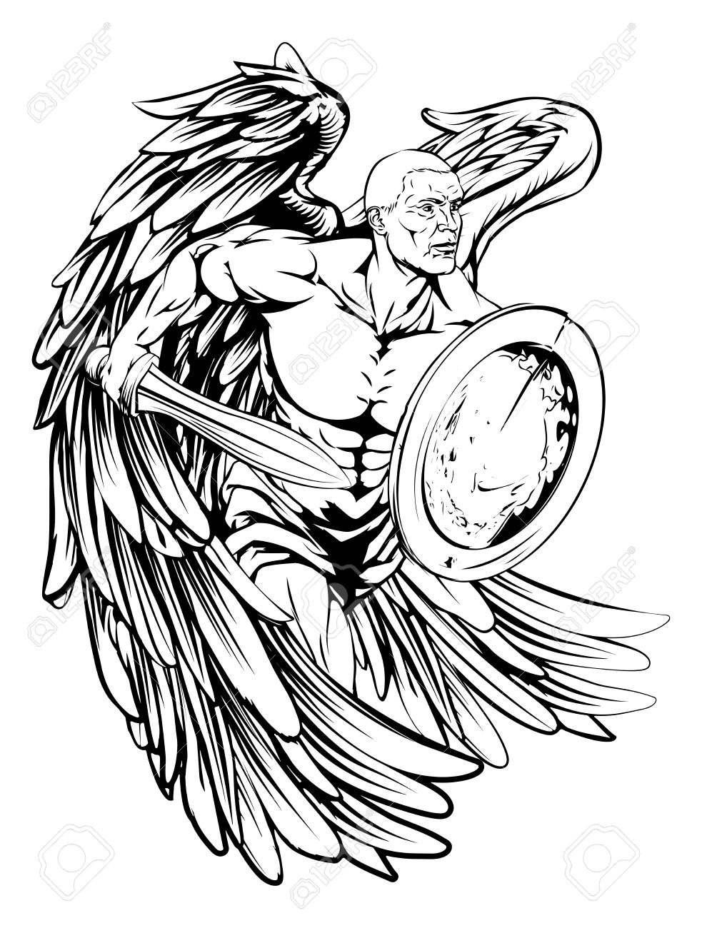 983x1300 An Illustration Of A Warrior Angel Character Or Sports Mascot