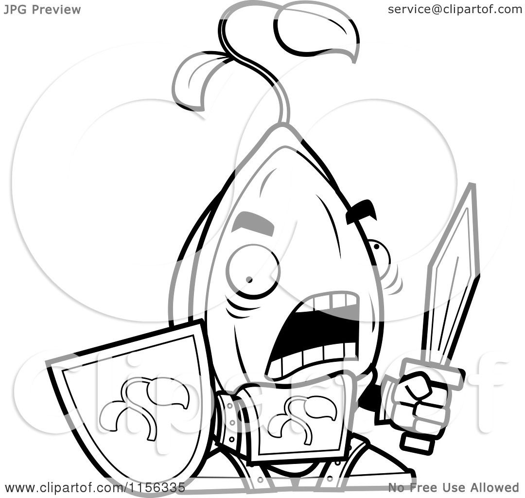 1080x1024 Cartoon Clipart Of A Black White Knight Seed With A Sword