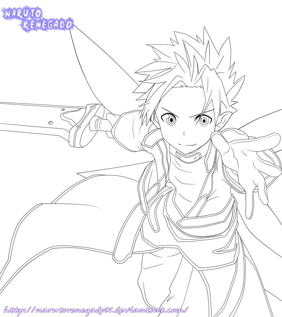 900x1012 Sword Artline Kirito Lineart By Narutorenegado01