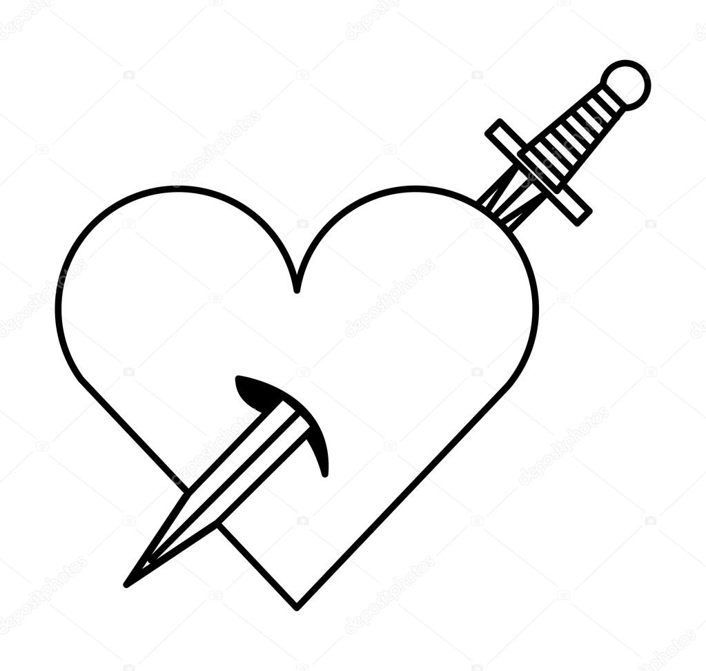 1023x972 Sword Drawing Tattoo Style Isolated Icon Stock Vector
