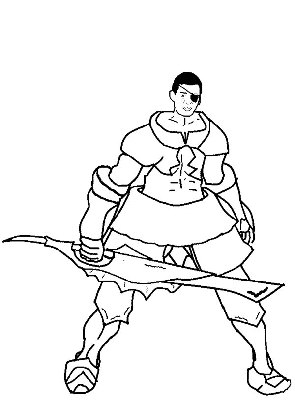 600x825 Drawing A Hunter With Big Sword Coloring Page Coloring Sky
