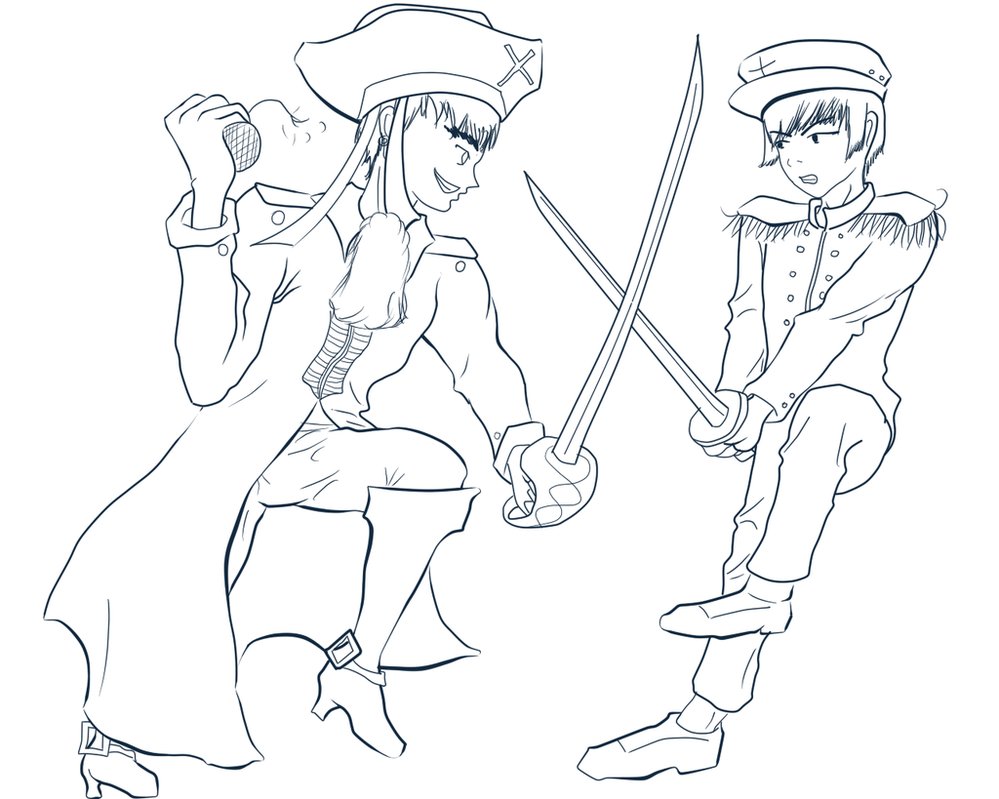 999x799 Commission] Sword Fight By Pianodream