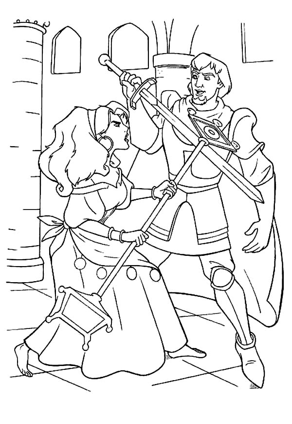 Sword Fighting Poses Coloring Pages