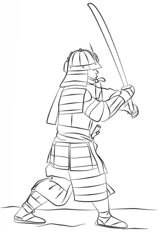 333x480 Armored Samurai With Sword Coloring Page Free Printable Coloring
