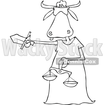 400x400 Clipart Of A Cartoon Black And White Blindfolded Lady Justice Cow