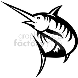 300x300 Royalty Free Black And White Swordfish Outline 388435 Vector Clip