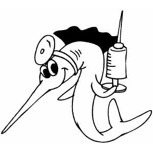 300x300 Swordfish Doctor With Needle Coloring Page