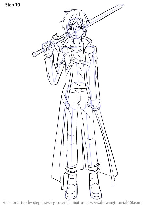 598x844 How To Draw Kirito From Sword Art Online